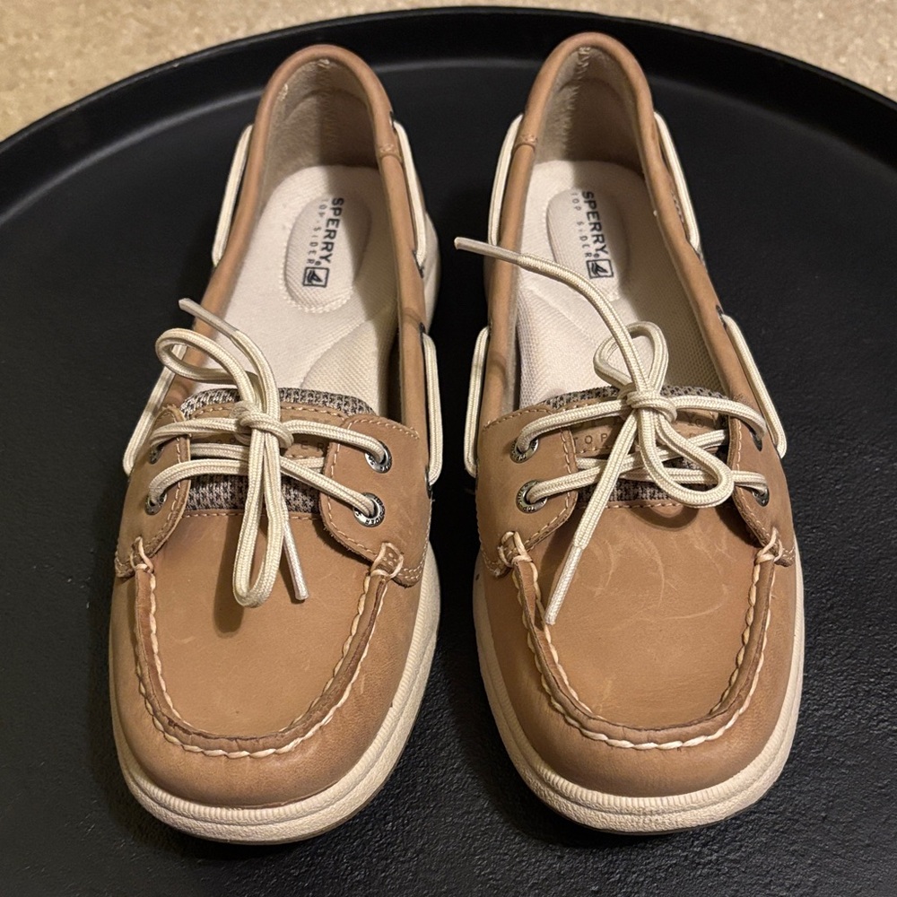 Sperry Women's Tan Loafers with Cream Accents